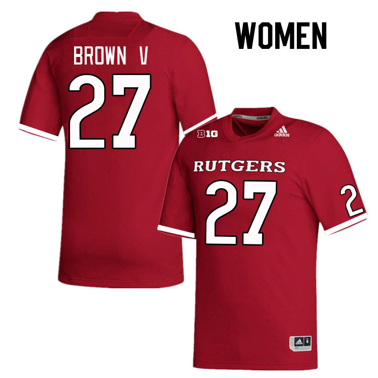 Women #27 Samuel Brown V Rutgers Scarlet Knights College Football Jerseys Stitched Sale-Scarlet - Click Image to Close